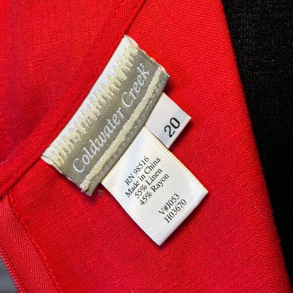 Coldwater Creek Red Sleeveless Embroidered Maxi Dress Size 20 Linen/Rayon Blend - Picture 9 of 15